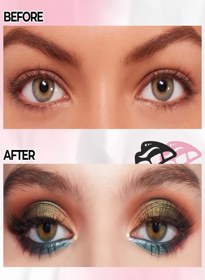 DAGEDA 2Pcs Eyetour Eyeshadow Tool, Reusable Eyeshadow Stencil for Smoky Eye Shadow, Silicone Eyeliner Stencil Eye Makeup Aid, Face Makeup Tool Set with Brush- Pink - Image 2